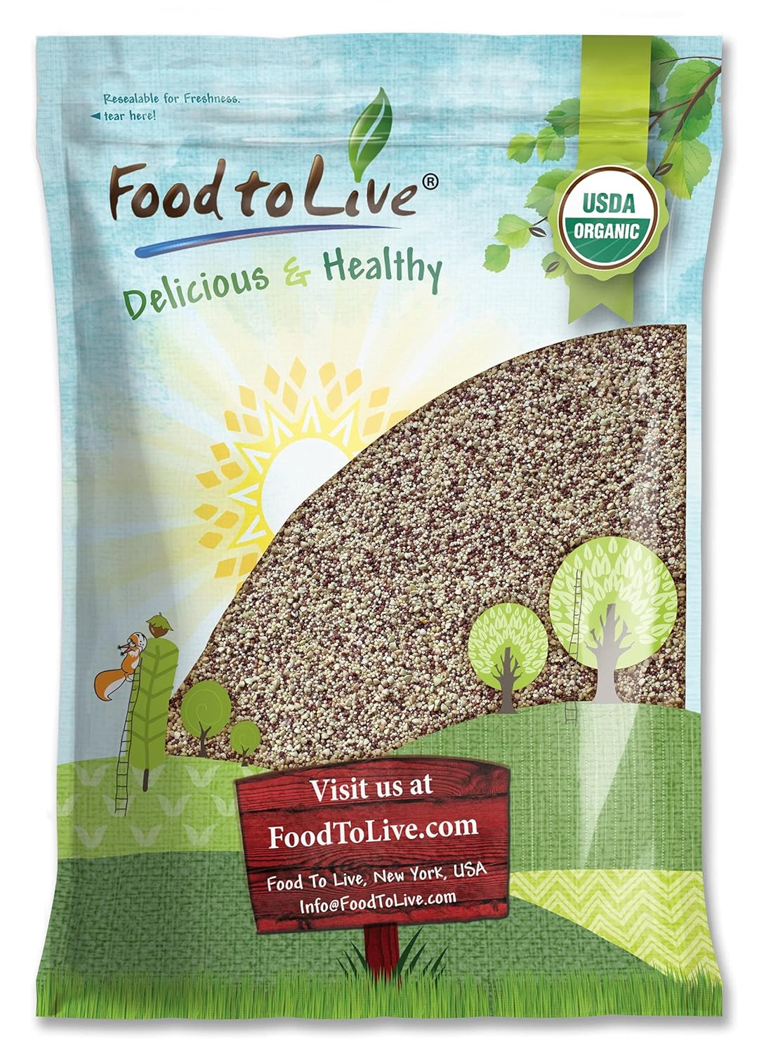 Food to Live Organic Super Grains Blend, 10 Pounds — A Mix of Millet, Buckwheat, Red and White Quinoa. Non-GMO, Non-Irradiated, Vegan Superfood, Bulk