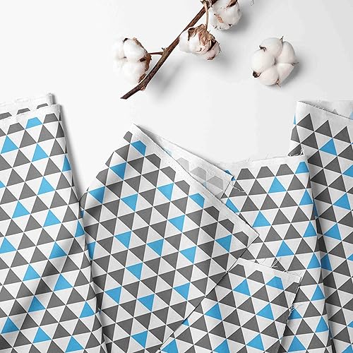Miniatura 5 de Bacati Woodlands GreyAqua Triangles - Cuna de algodón para niños pequeños, falda de cuna de algodón, con volantes, color aguamarinaazul marino y gris