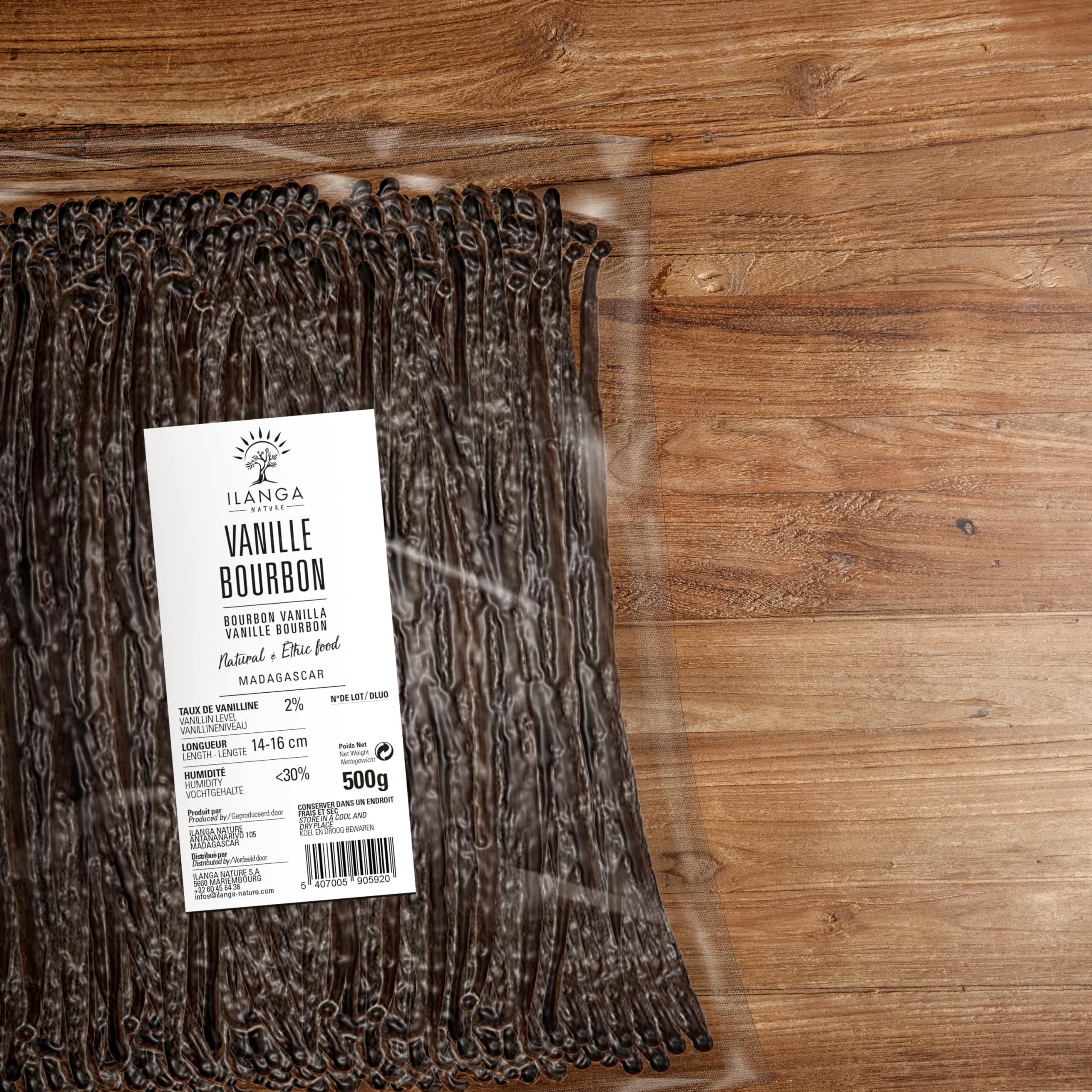Ilanga Nature - Baccelli di vaniglia Borbone del Madagascar 500 g, vaniglia Premium in baccelli interi, aromi fruttati e cacao, ideale per pasticceria, dolci, gelati e cucina gourmet