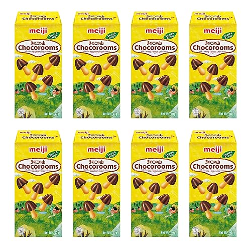Meiji Chocorooms Chocolate Biscuits 40g (Pack of 8) – Crunchy Biscuit with Rich Chocolate Mushroom - Shaped Treats