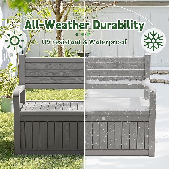 80 Gallon Outdoor Storage Bench Spacious Storage Box