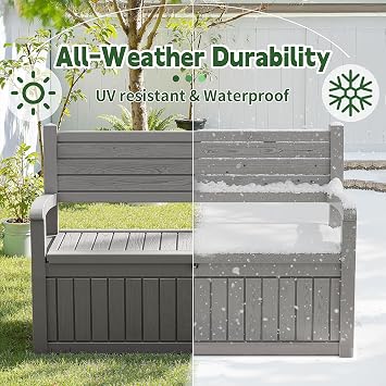 80 Gallon Outdoor Storage Bench Spacious Storage Box