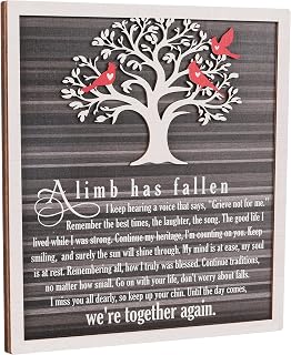 A Limb Has Fallen” Memorial Tree Plaque – Sympathy Gift for Loss of Mom, Dad, or Loved One – Rustic Wooden Family Tree Sign for Bereavement, Funeral, Remembrance or Condolences