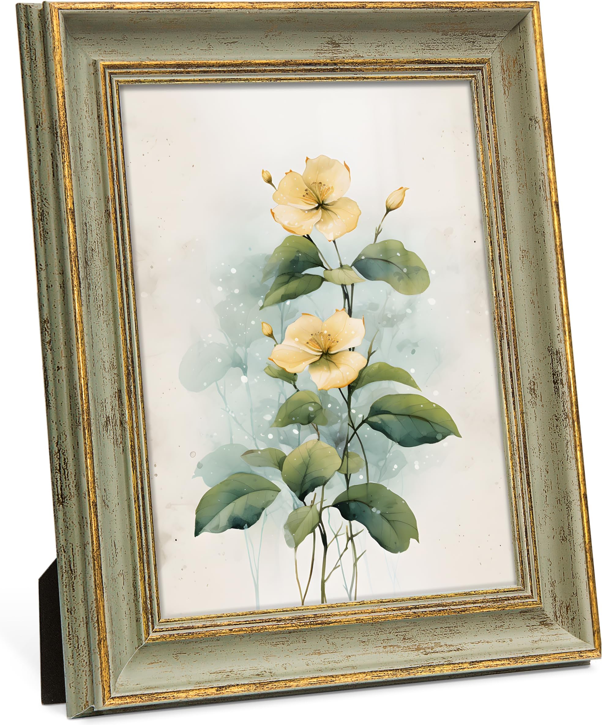 Afuly 8x10 Photo Frame Antique in Gold and Retro Green Vintage 10x8 Picture Frames for Desk Wall Tabletop Home Decor Christmas Birthday Women Mom Grandma Family Friends Gifts