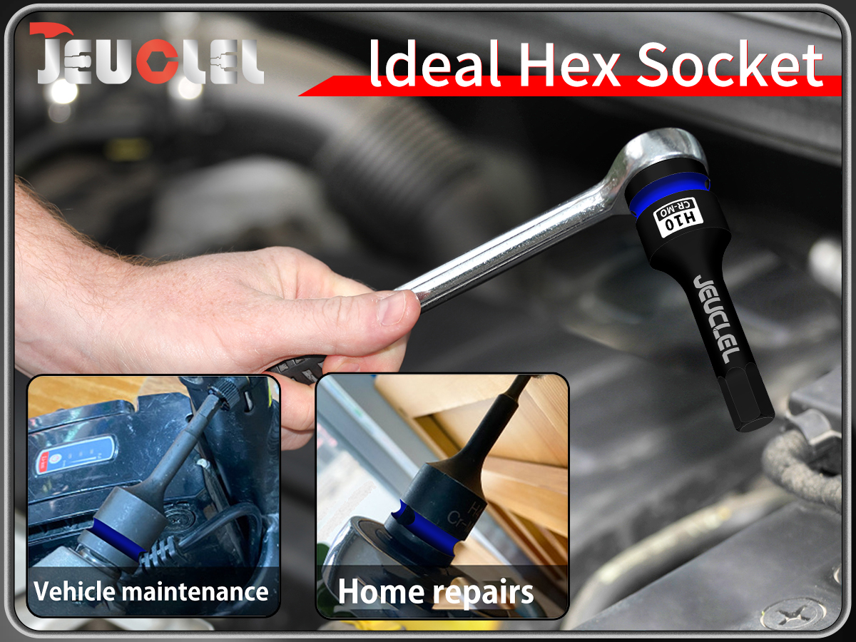 JEUCLEL 11mm Hex Impact Bit Socket, H11 1/2-Inch Impact Drive