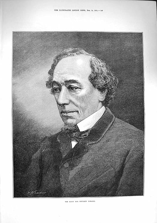 Amazon 1874 旧式な肖像画の権利 Hon ベンジャミン ディズレーリ アートフレーム ポスター オンライン通販