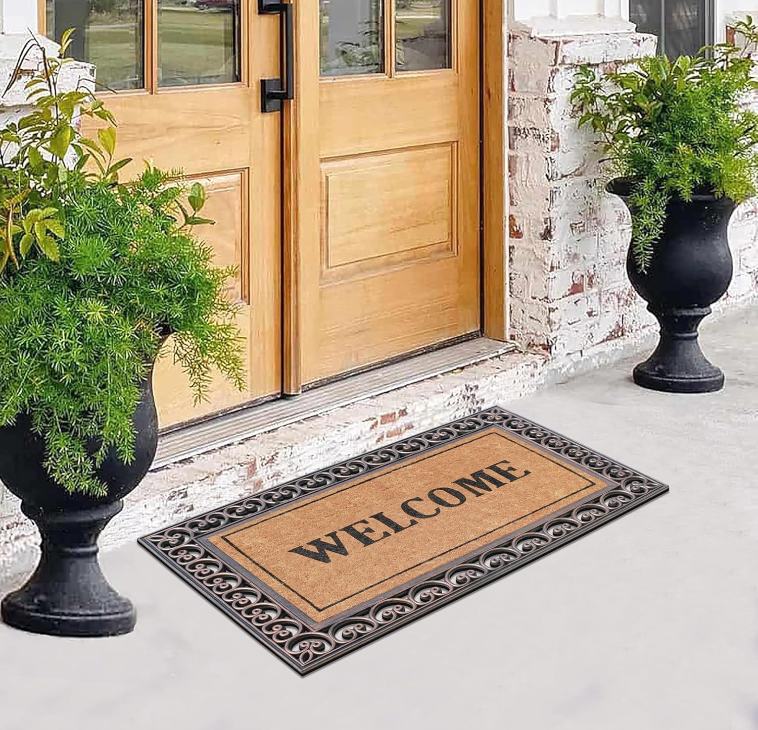 A1HC Natural Coir & Rubber Door Mat, 30"x48" – Thick, Durable, Heavy Duty, Anti-Shed, Fade-Resistant, Long-Lasting Outside Entrance Large Doormat for Front Porch