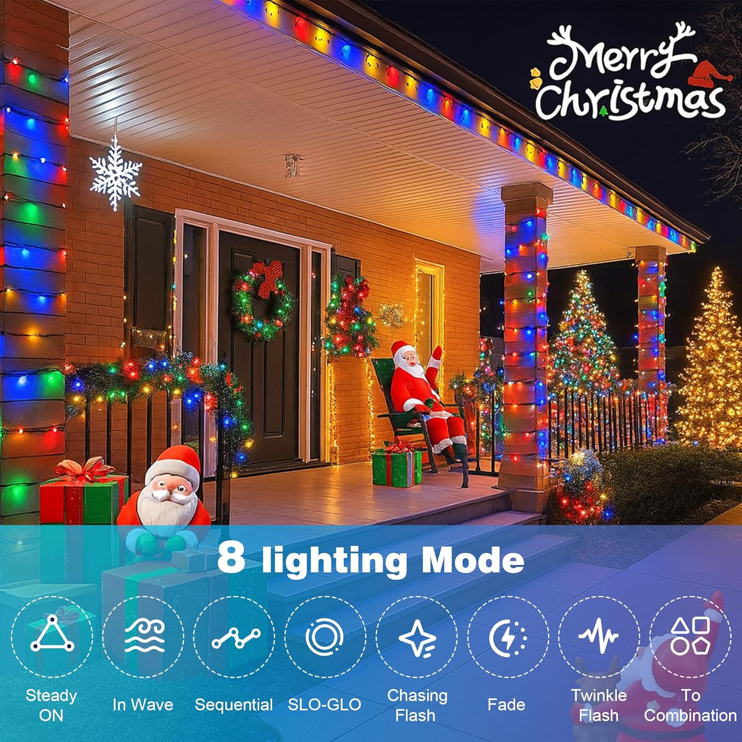 Christmas Lights 1000 LED 328 FT, Waterproof Christmas Tree Lights with 8 Modes, Remote Control 3 Timers & Memory Function Xmas Decorations for House and Holiday (Multicolor)