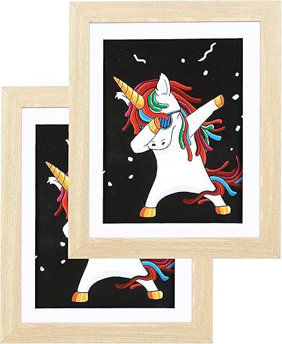 FrameWorks Marco de arte infantil de madera blanca de 10 x 12.5 pulgadas con bordes estilo galería, vidrio templado y correas elásticas, paquete de
