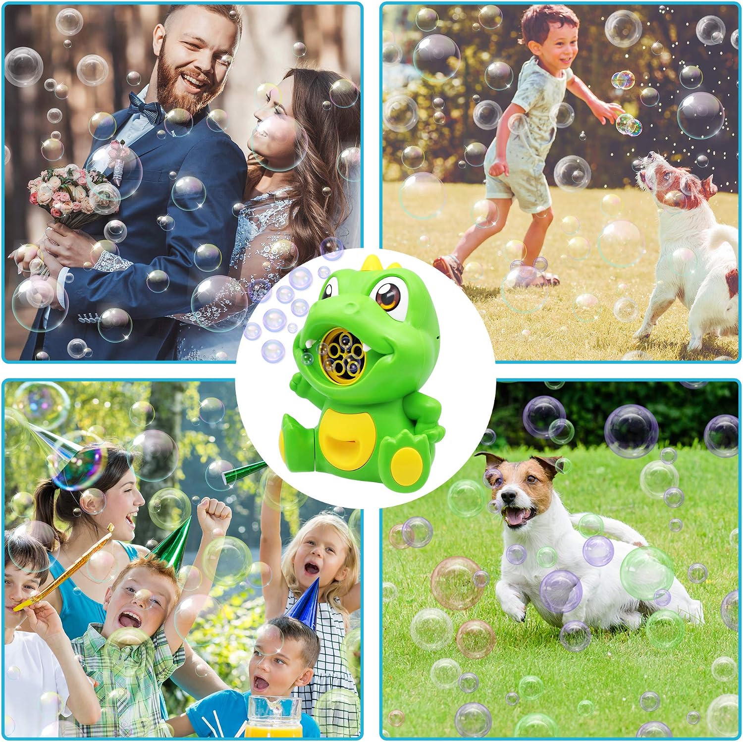 JOYIN Bubble Machine with 140 ML Bubble Solution, Dinosaur Party Supply, Non-Toxic Automatic Bubble Blower for Toddlers, Indoor and Outdoor Toy for Kids