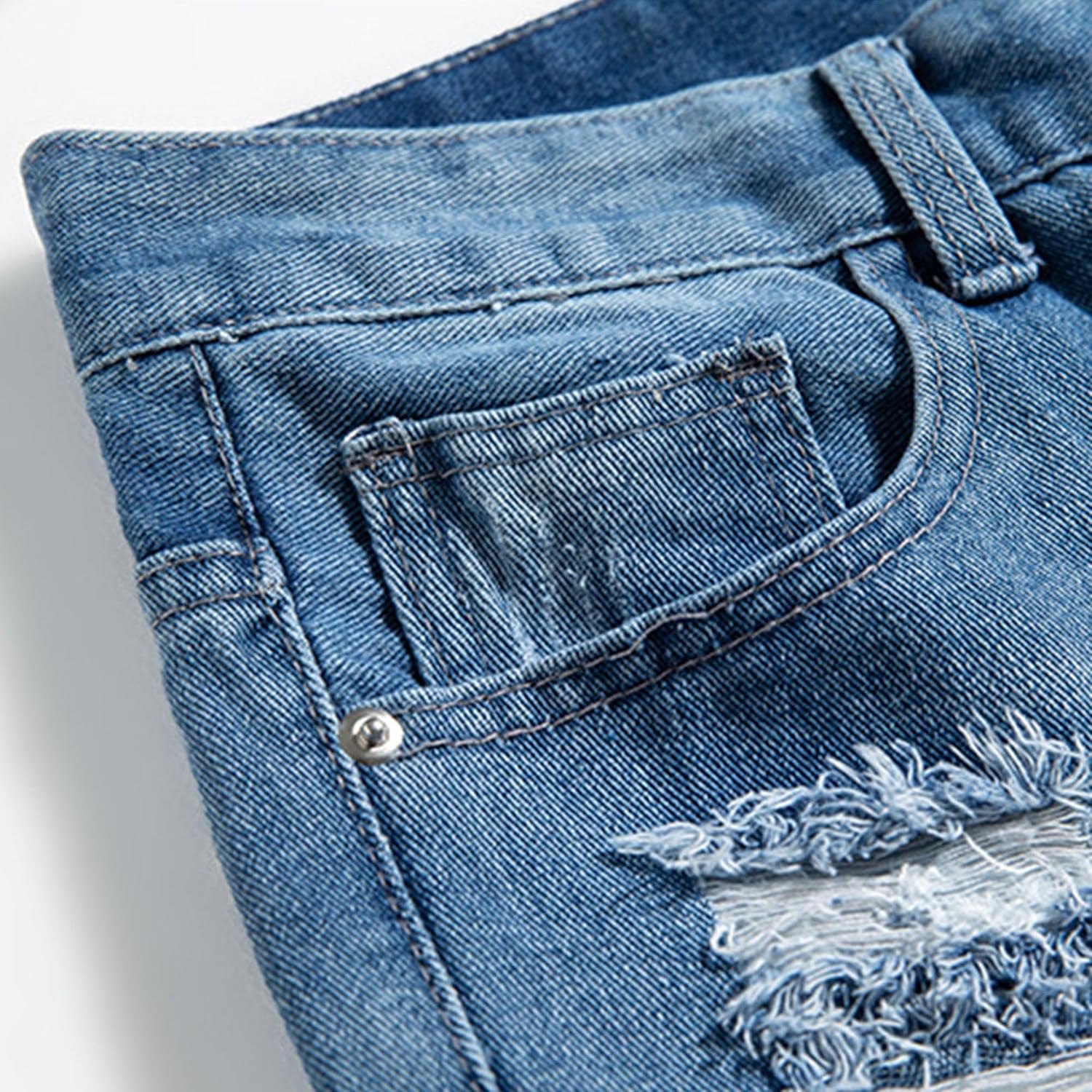 Men's Distressed Jean Jorts Casual Classic Straight Short Jeans Relaxed Fit Work Short Pants Big and Tall