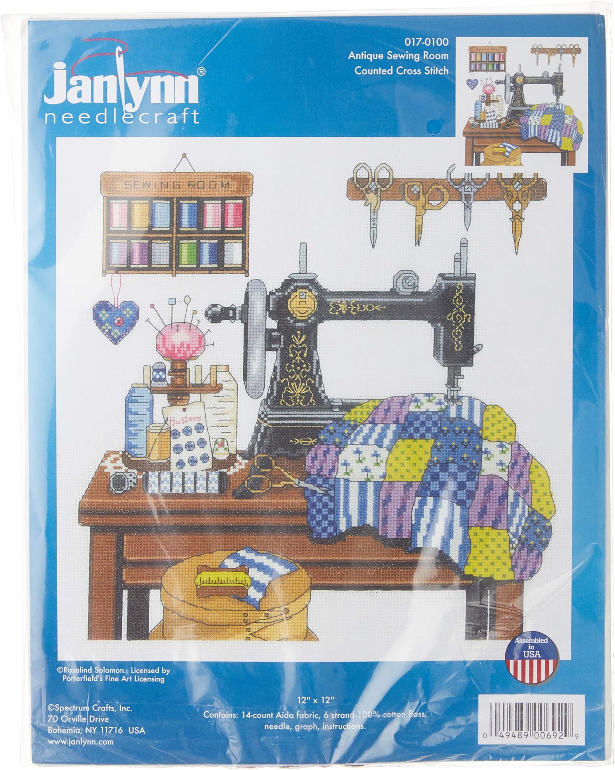 14 Count Antique Sewing Room Cross Stitch Kit, 12 by 12-Inch