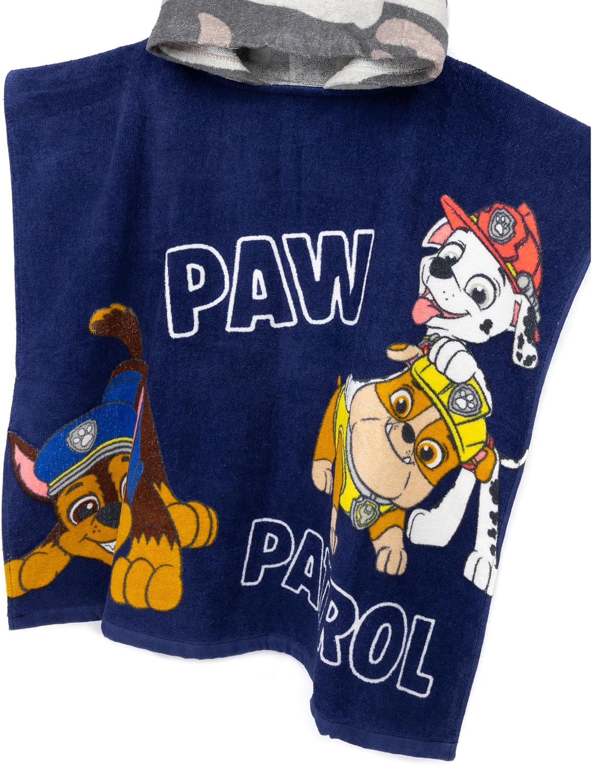 Paw Patrol Towelling Poncho Boys Navy Camo Beach Bath Towel