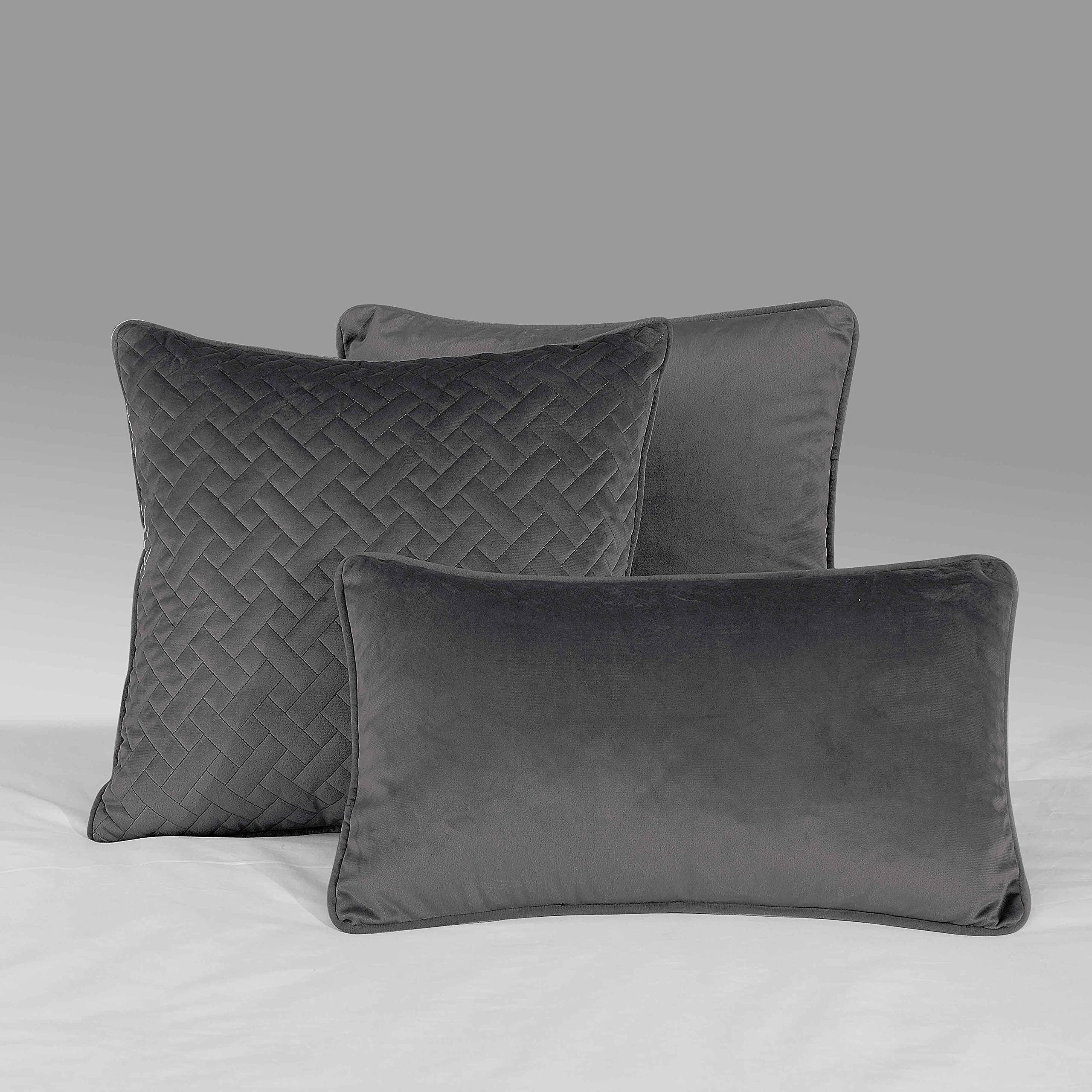 The Bettersleep Company Charcoal The Better Sleep Company Luxury French Velvet Throws, Bedspreads, Runners And Cushions (, Filled Square Cushion 45Cm X 45Cm)