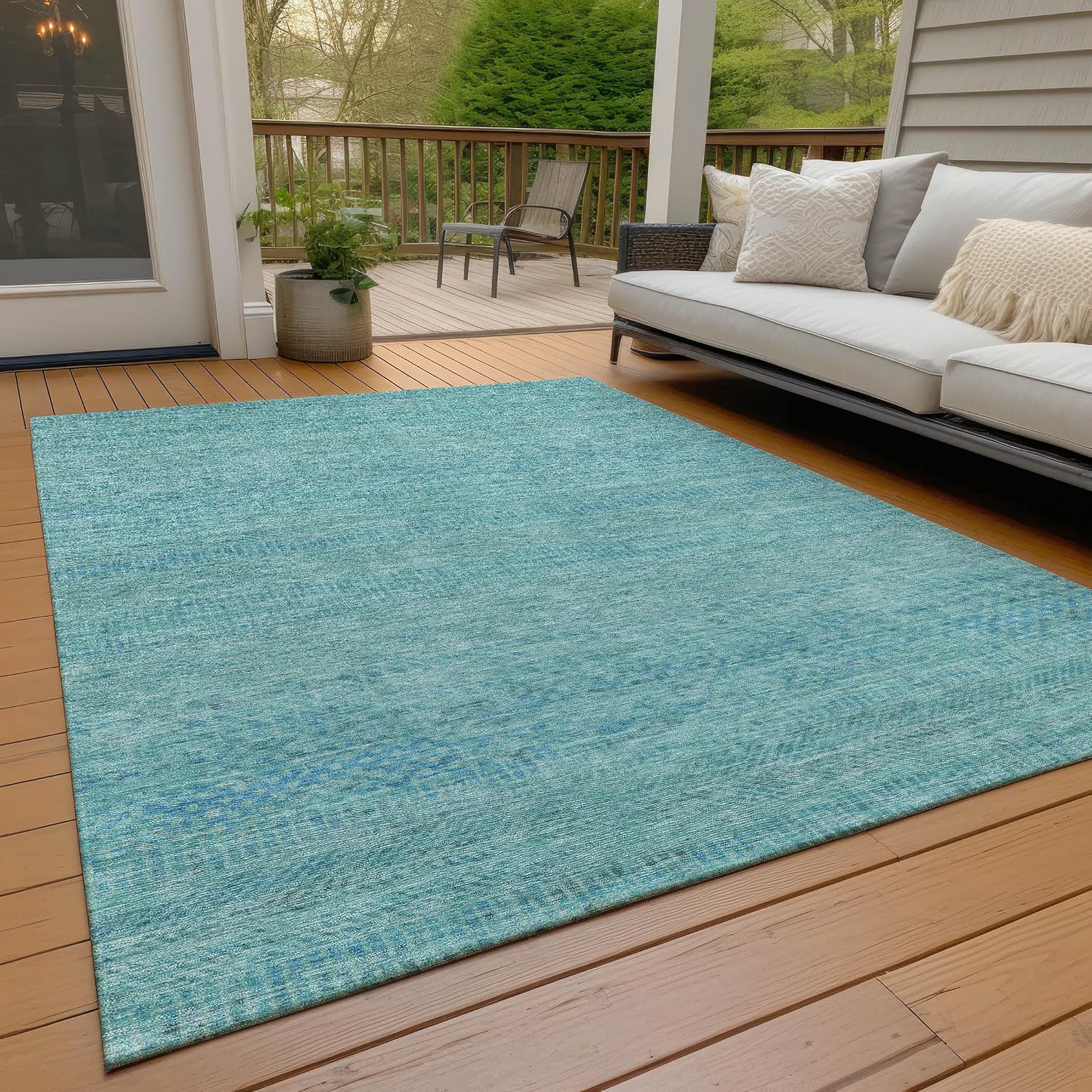 Addison Rugs Chantille ACN1634 Aqua 3' x 5' Indoor/Outdoor, Machine Washable, Easy Clean, Non Shedding, Bedroom, Living Room, Dining Room, Kitchen, Patio Rug