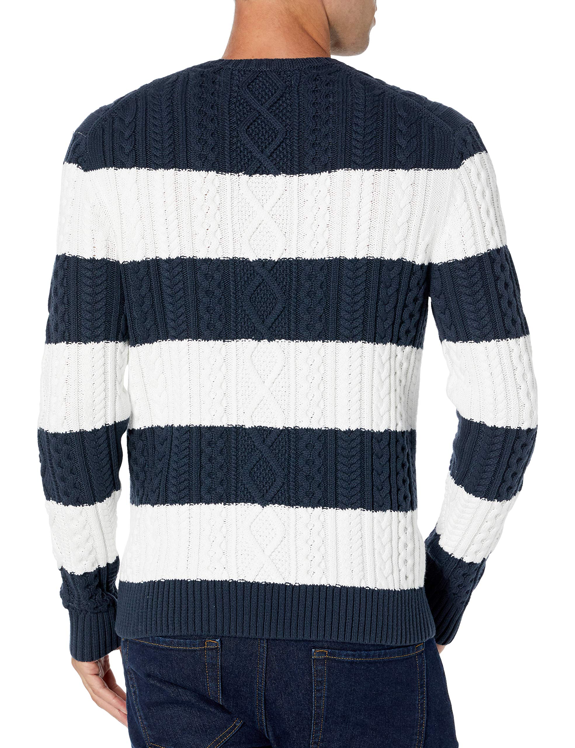 Amazon Essentials Maglione da Pescatore Girocollo a Coste a Manica Lunga in Cotone 100% Uomo