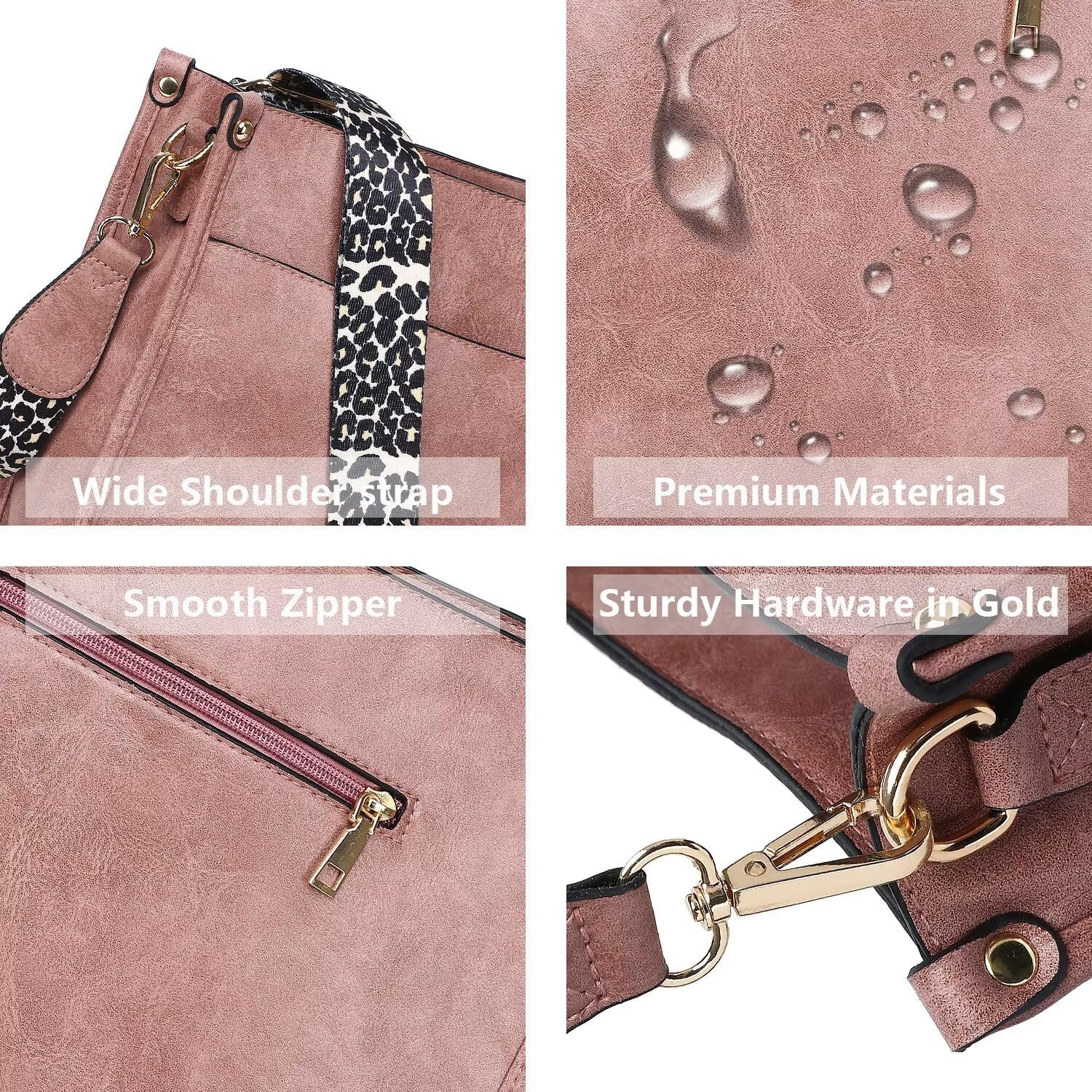 AUYOCO Vegan Leather Crossbody Bags for Women, Crossbody Purse with Guitar Strap Zipped Pockets Handbag Shoulder Bag - Image 5