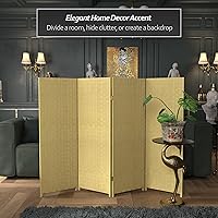 Vista 91 de Pantalla plegable de fibra tejida corta de 4 pies - Crema - 4 paneles