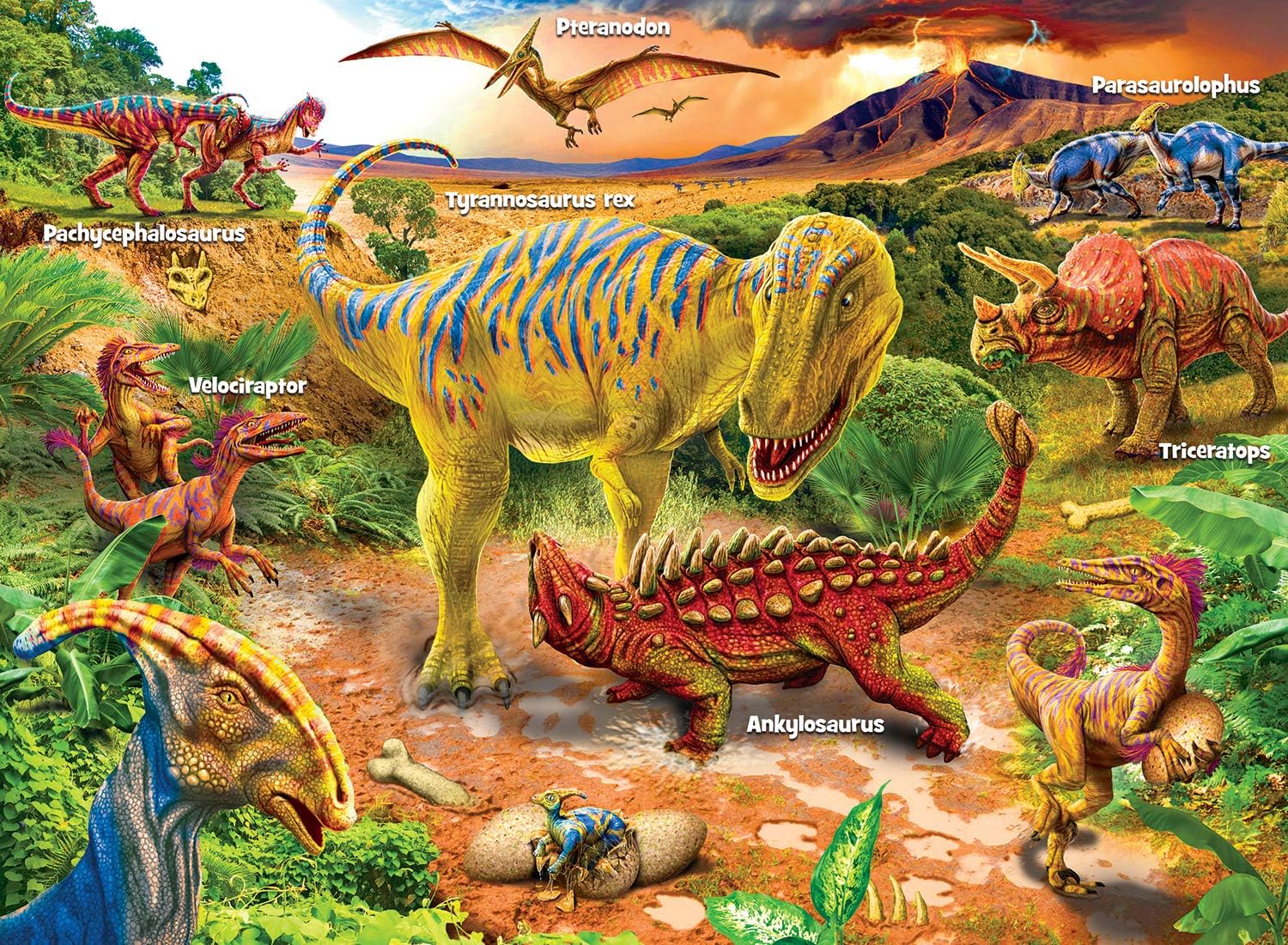 Buffalo Games - Buffalo Games - Dinosaur Adventure - 100 Piece Jigsaw Puzzle for Families Challenging Puzzle Perfect for Game Nights - Finished Puzzle Size is 15.00 x 11.00