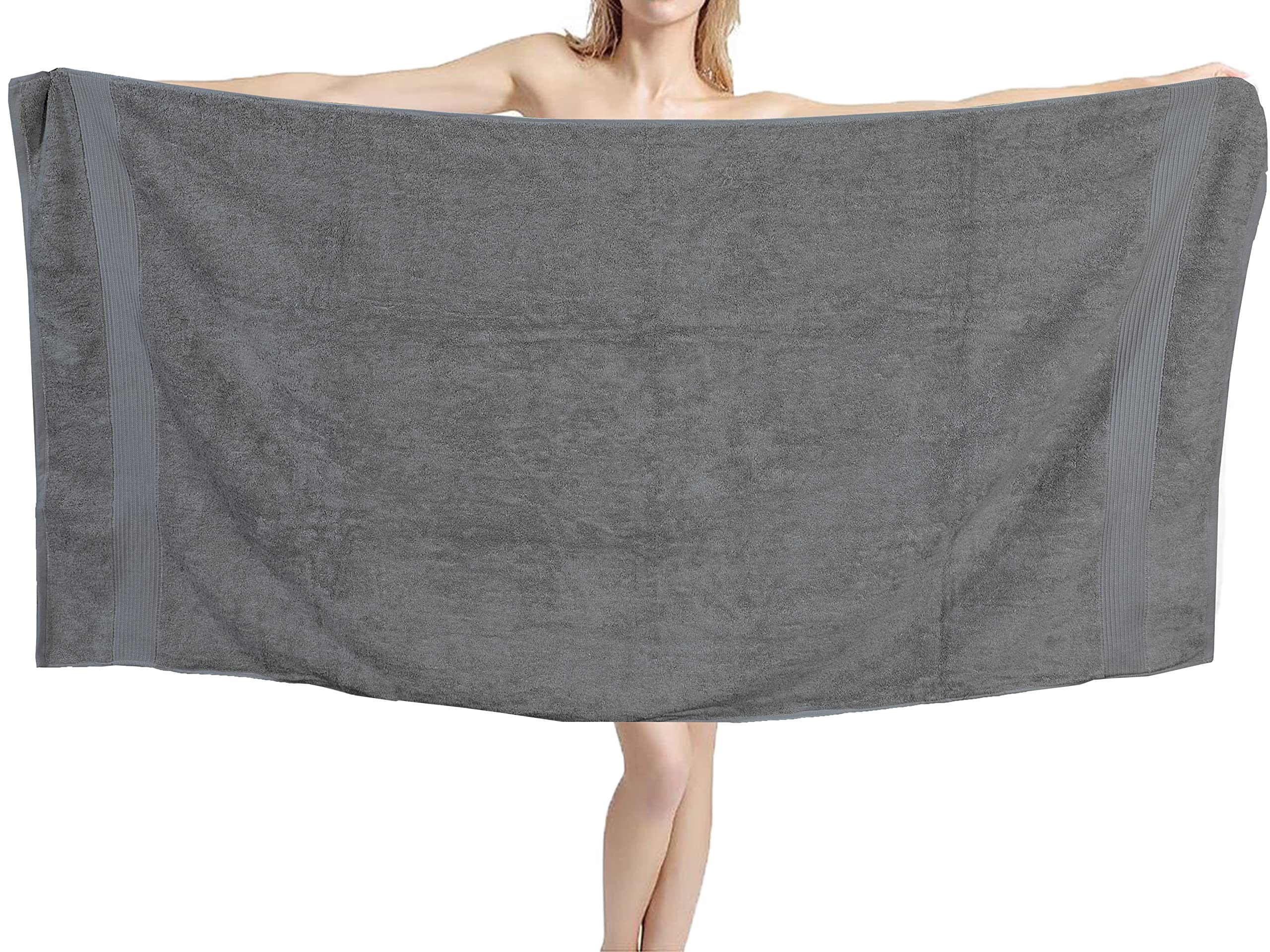 Juego de toallas de baño extragrandes (90x180 cm, paquete de 2) 100% algodón, súper suaves, de calidad de hotel, 600 g/m², hilado en anillo, absorbente, juego de toallas de baño de baño (gris)
