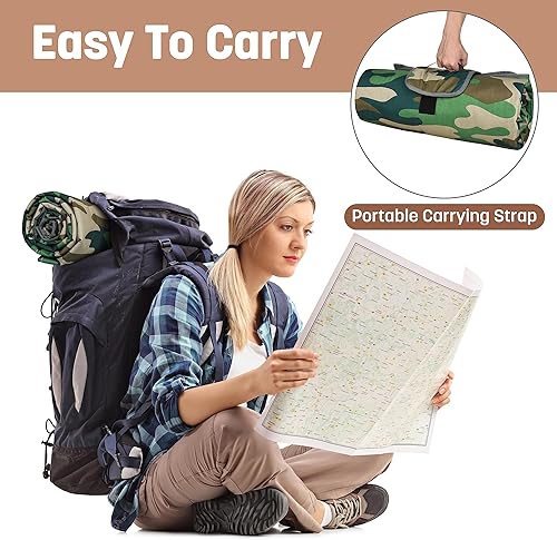 Miniatura 3 de Tirrinia - Manta impermeable para exteriores con forro de lana Sherpa, resistente al viento, triple capa, abrigada, cómoda, plegable para acampar,