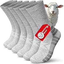 Merino Wool Hiking Crew Socks, Thick Thermal Warm Winter Cushioned Sock For Men & Women, Moisture-Wicking 3 Pairs
