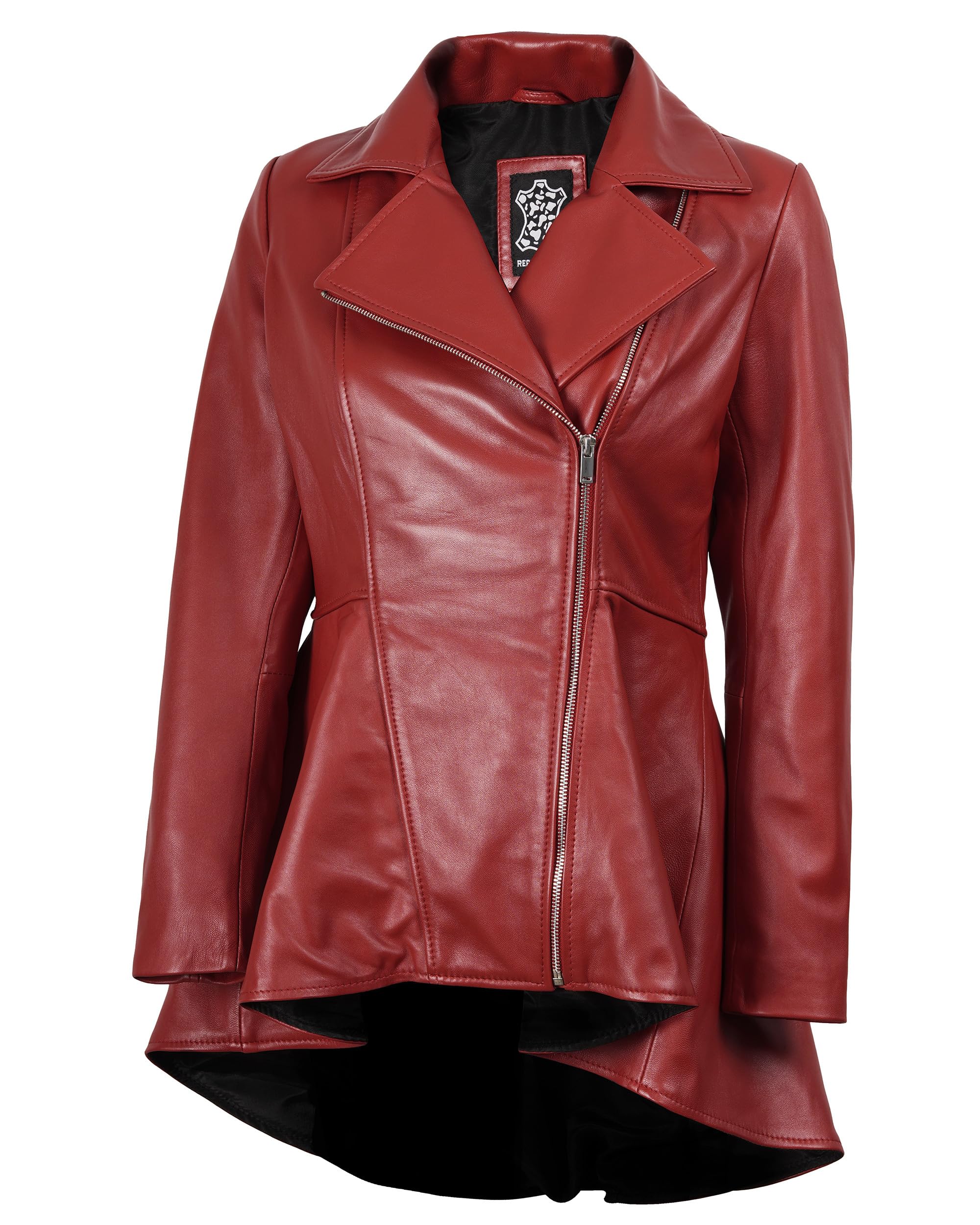 fjackets Real Leather Jacket Women - Stylish Leather Peplum Jacket for Women