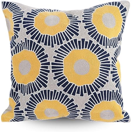navy and yellow throw