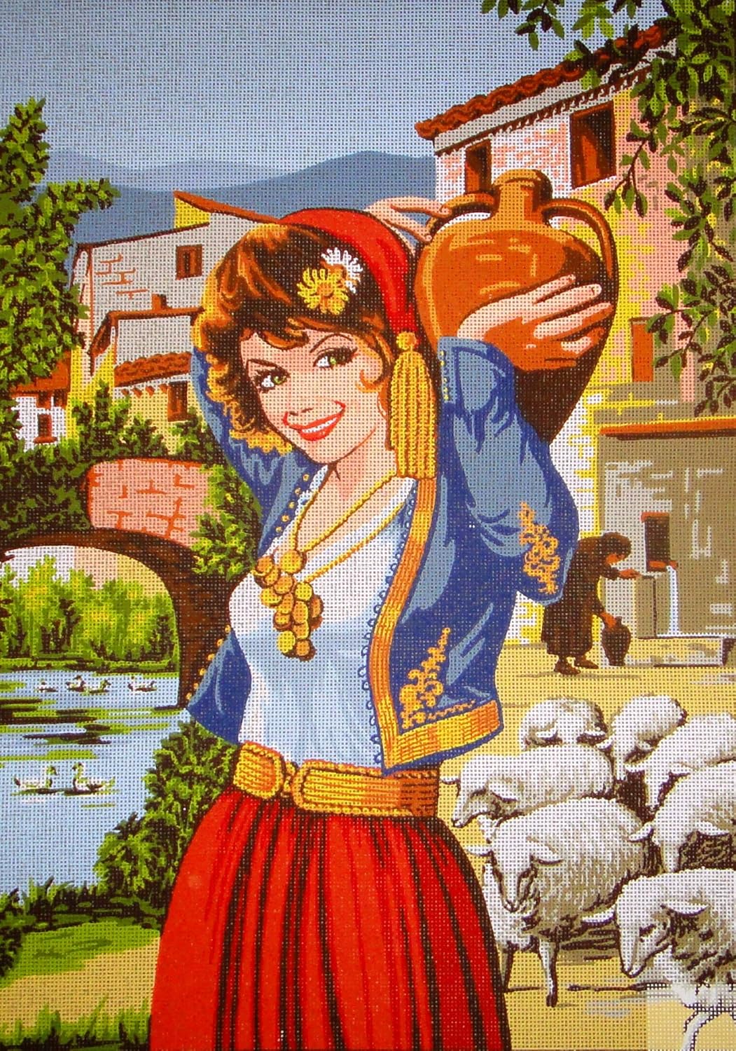 GOBELIN L Printed Canvas or Threads for Tapestry Embroidery Needlepoint Gobelin L (Canvas, Welcome C1833)