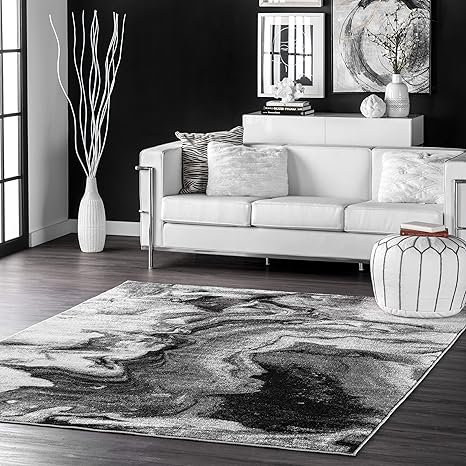 Amazon Com Nuloom Abstract Area Rug 7 6 X 9 6 Grey Everything Else