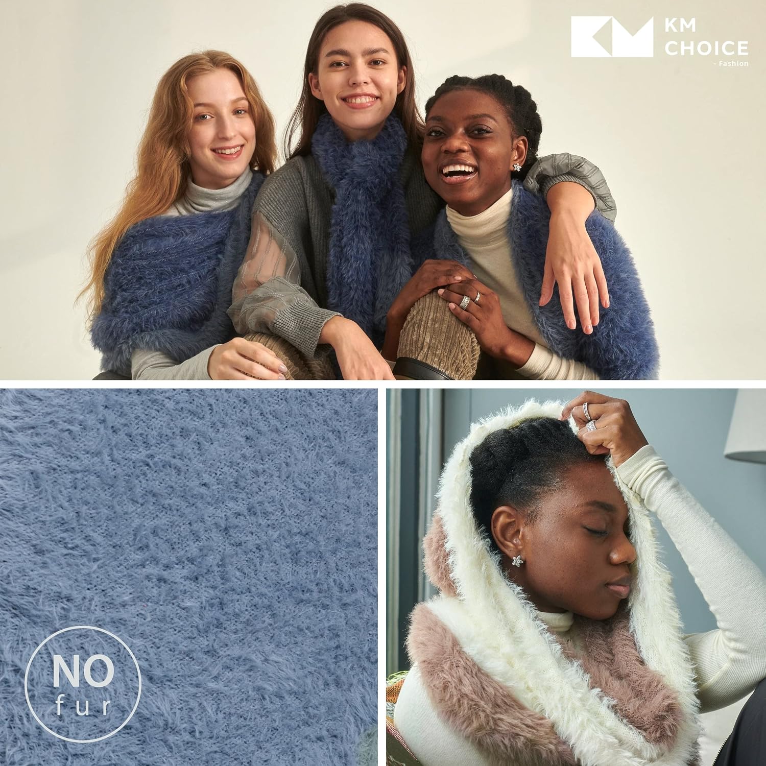 KM CHOICE ONE Scarf Faux Fur Infinity Scarf for Women image 3