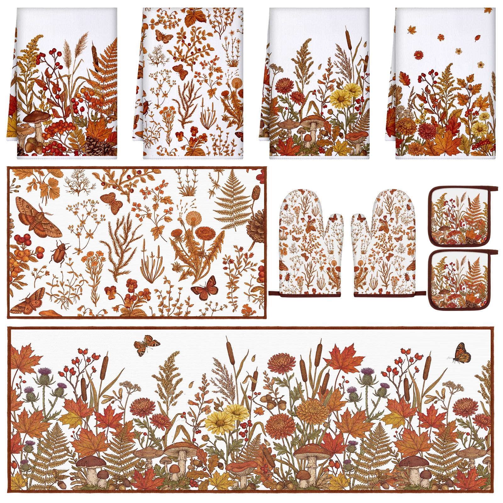 Fall Pumpkin Kitchen Decor Set - 10 Pcs -10