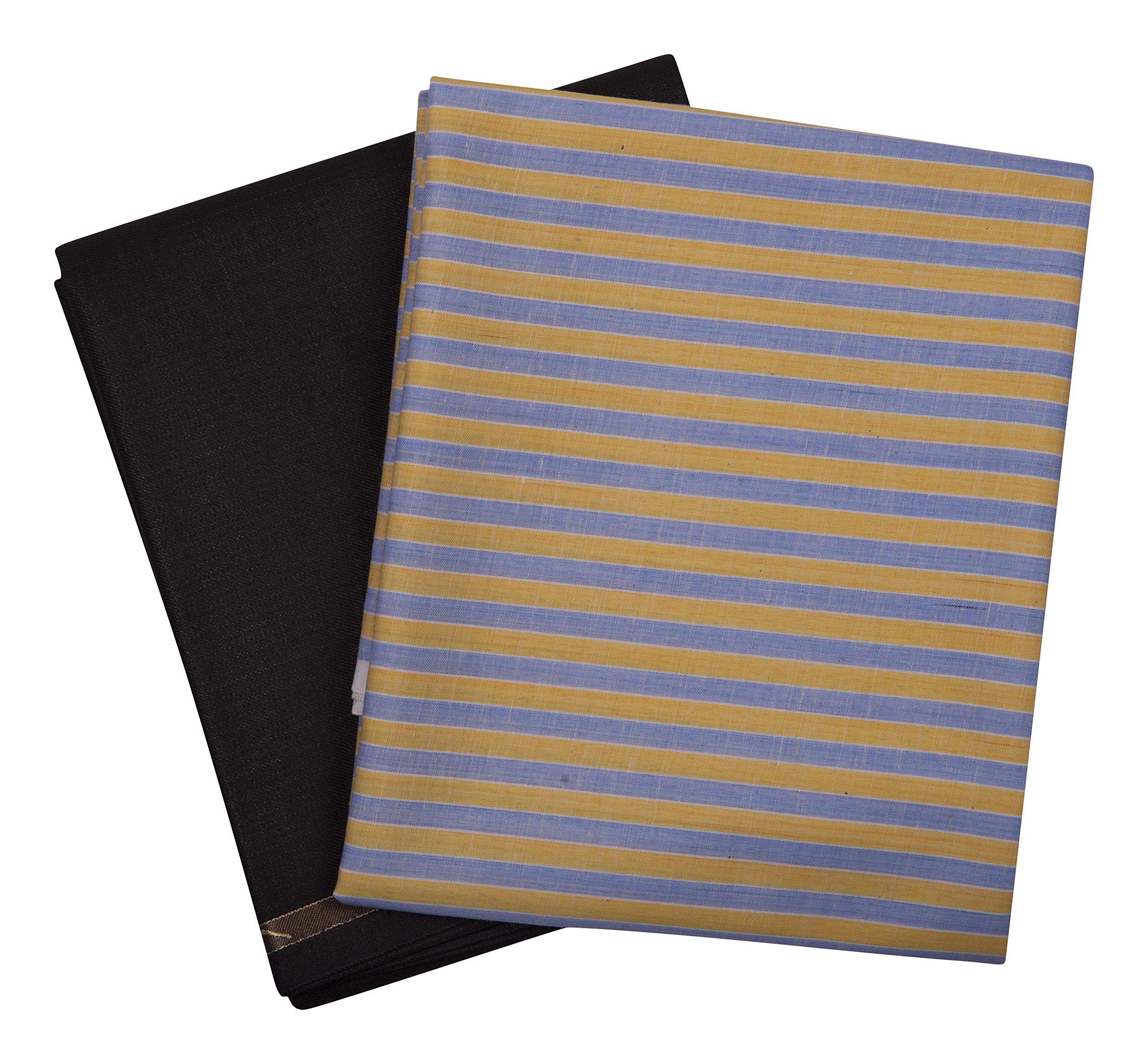 Maharaja PolyBlend Unstitched Fabric Striped Shirt (2.25m) and Trouser (1.2m) Combo Set[5 Varients]