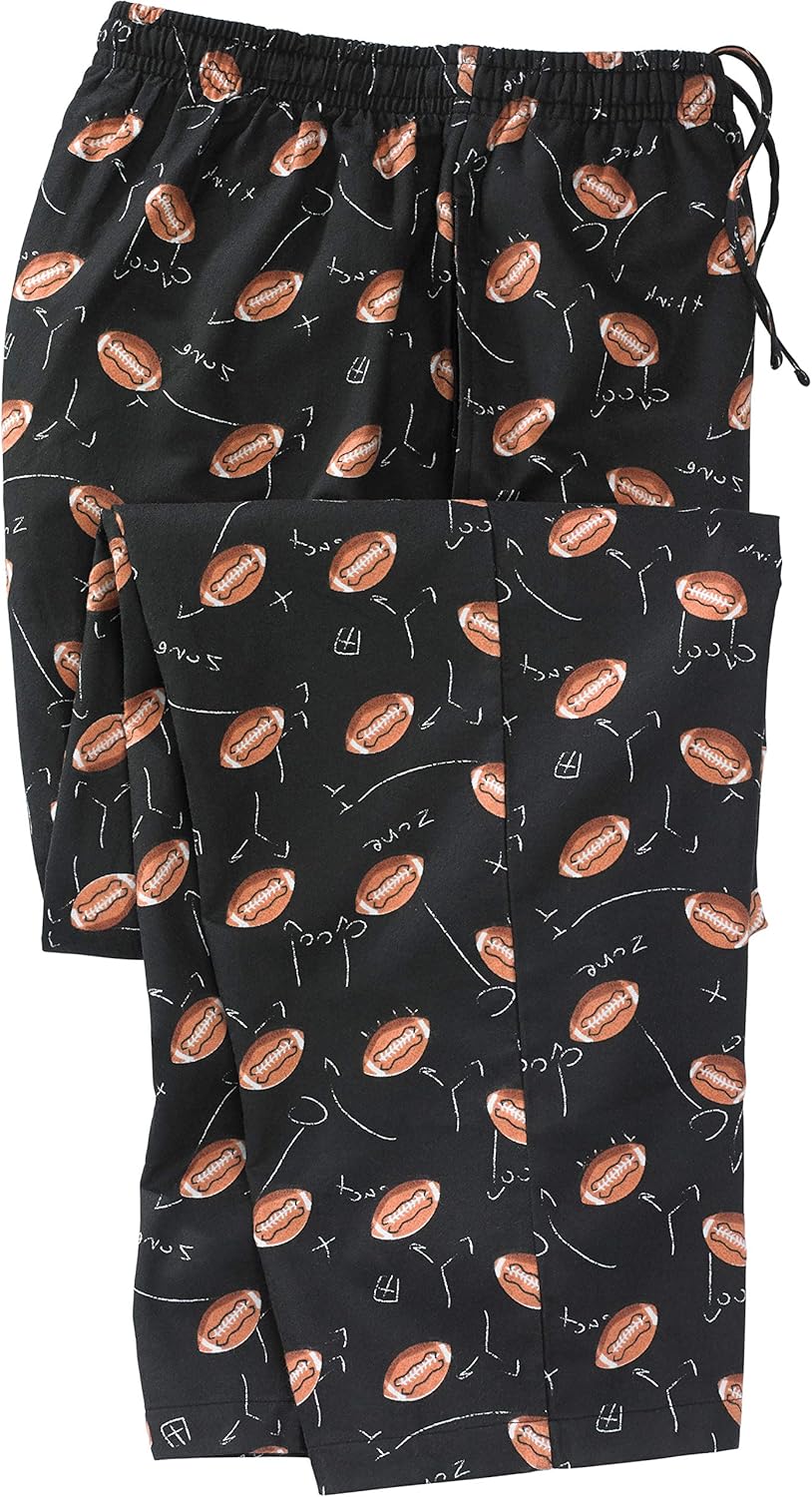 KingSize Men's Big & Tall Flannel Novelty Pajama Pants - Big - 3XL, Football Pajama Bottoms