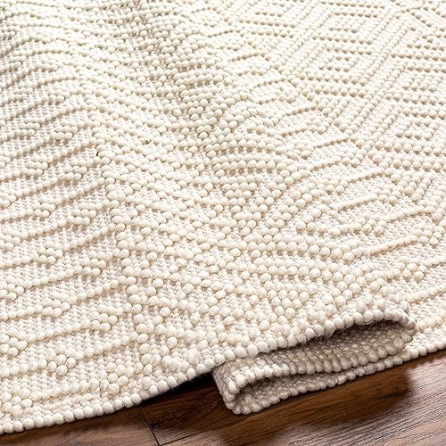 Miniatura 6 de Hauteloom Ryne - Alfombra de área para sala de estar, dormitorio, estilo marroquí de granja, alfombra de lana, tejida a mano con burbujas, marfil,