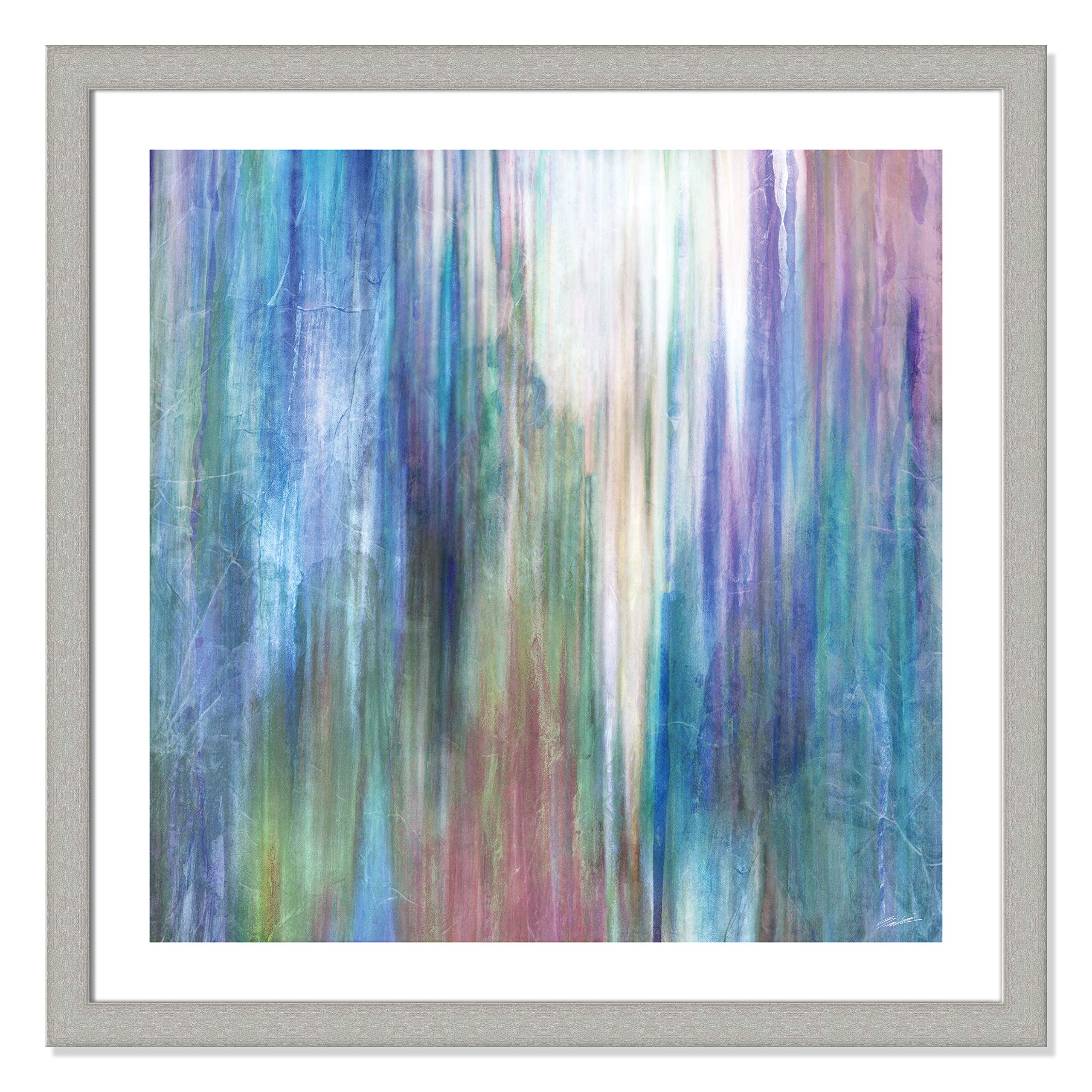 Casa Fine Arts Mistify II Purple Colorful Psychedelic Trippy Abstract Wall Art Archival Print, 31" x 31", Brushed Silver Frame
