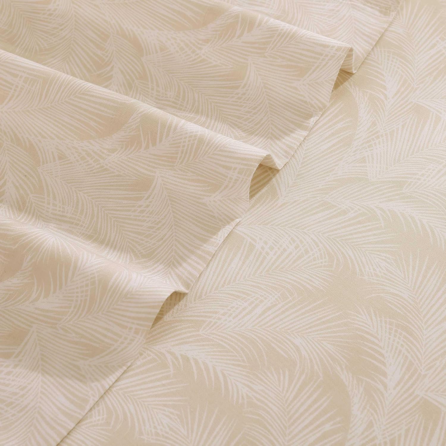 Tommy Bahama - King Sheet Set, Long-Staple Cotton w/a Naturally Smooth Lightweight Feel - Matching Pillowcases & Deep Pocket Fitted Sheet (All Over Palms Beige)