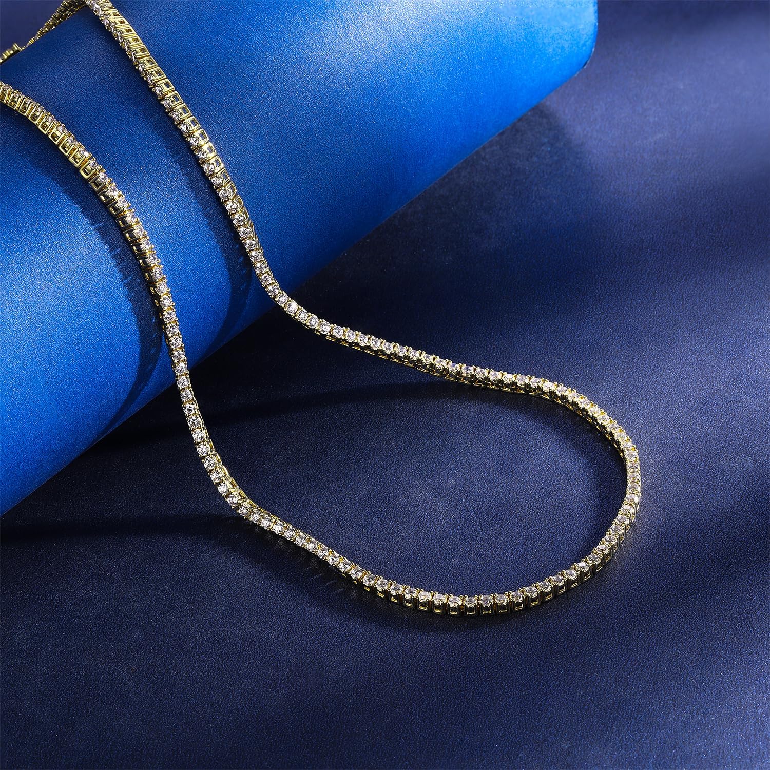 Gemsme 18K White/Yellow Gold Plated 2.0mm Round Cubic Zirconia Classic Tennis Necklace For Women (16-22 Inch) - Image 3