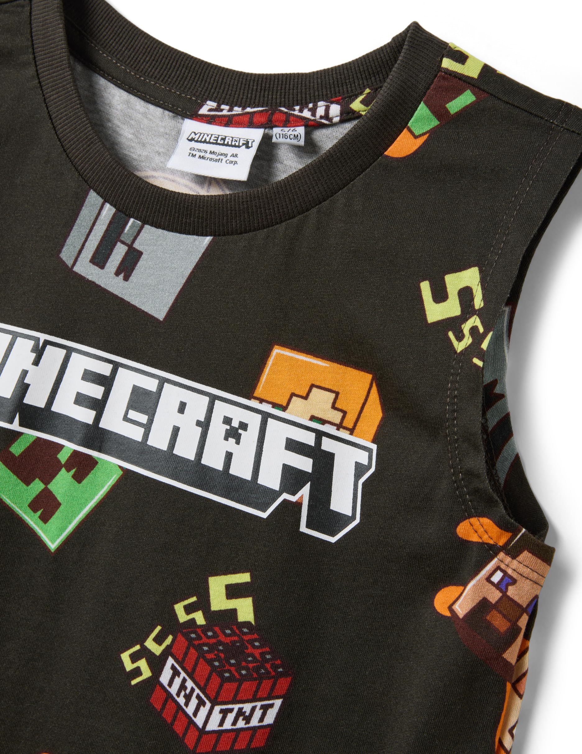 OVS Kids Schwarzes Kinder-Tanktop aus Reiner Baumwolle mit Minecraft-Print