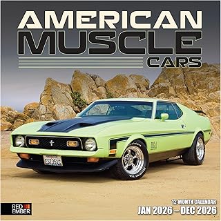 RED EMBER American Muscle Cars 2026 Wall Calendar 12 Month | 12" x 24" Open | Thick & Sturdy Paper | Holiday Gift | Classic Car Calendar 2026