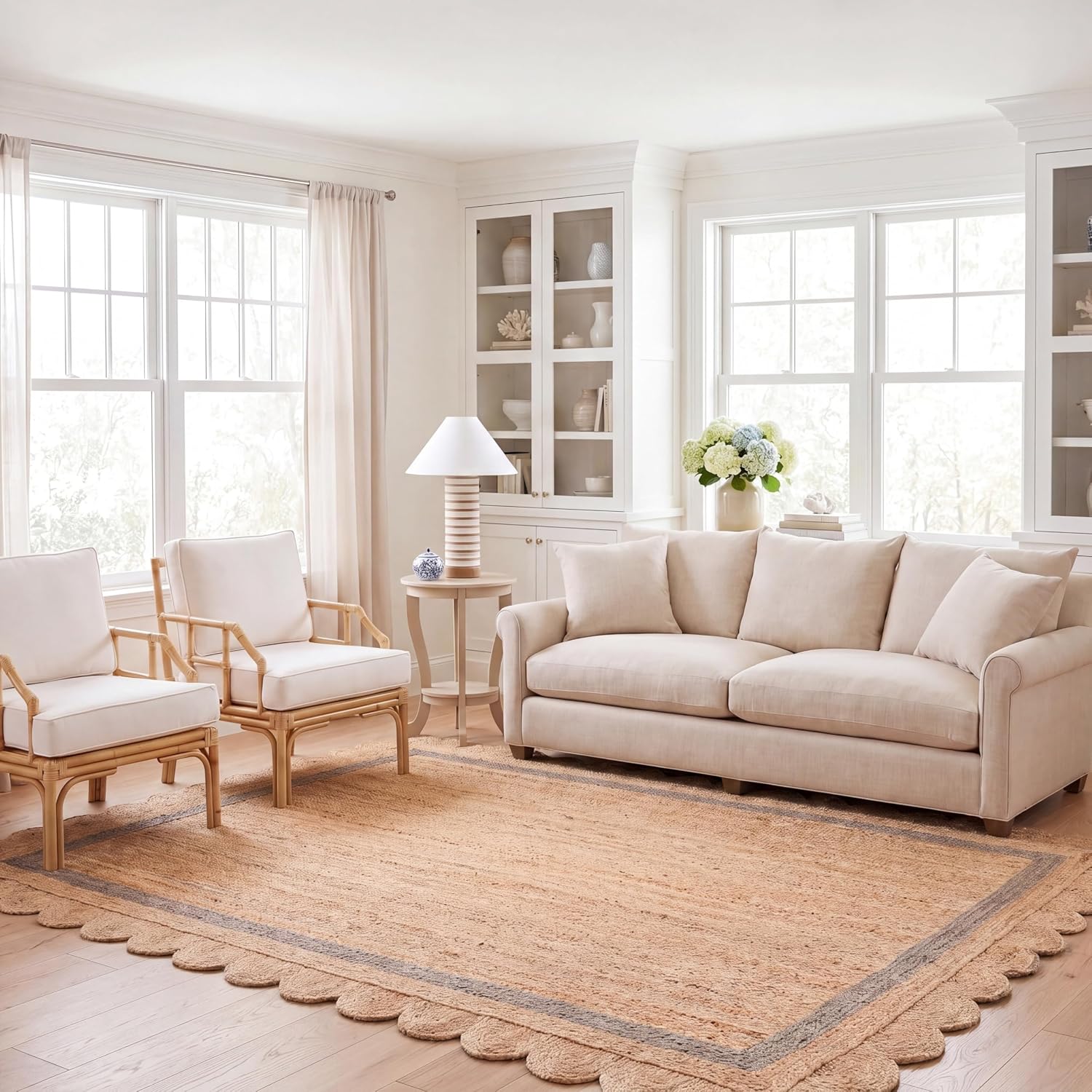 SAFAVIEH Area Rug 8x10 - Natural Fiber Collection - Large - Natural & Ivory, Handmade Jute, Rustic Farmhouse Style, Ideal for Living Room, Bedroom, Dining Space (NF896A)