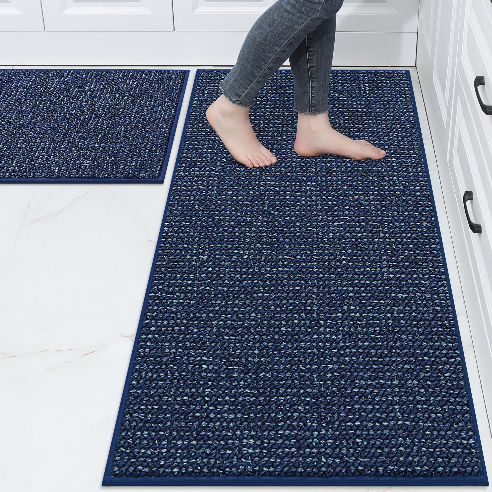 BEQHAUSE Kitchen Rugs and Mats 2PCS, Non-Slip Kitchen Mats for Floor, Absorbent and Stain Resistant Kitchen Runner, Machine Washable Rugs for Kitchen,