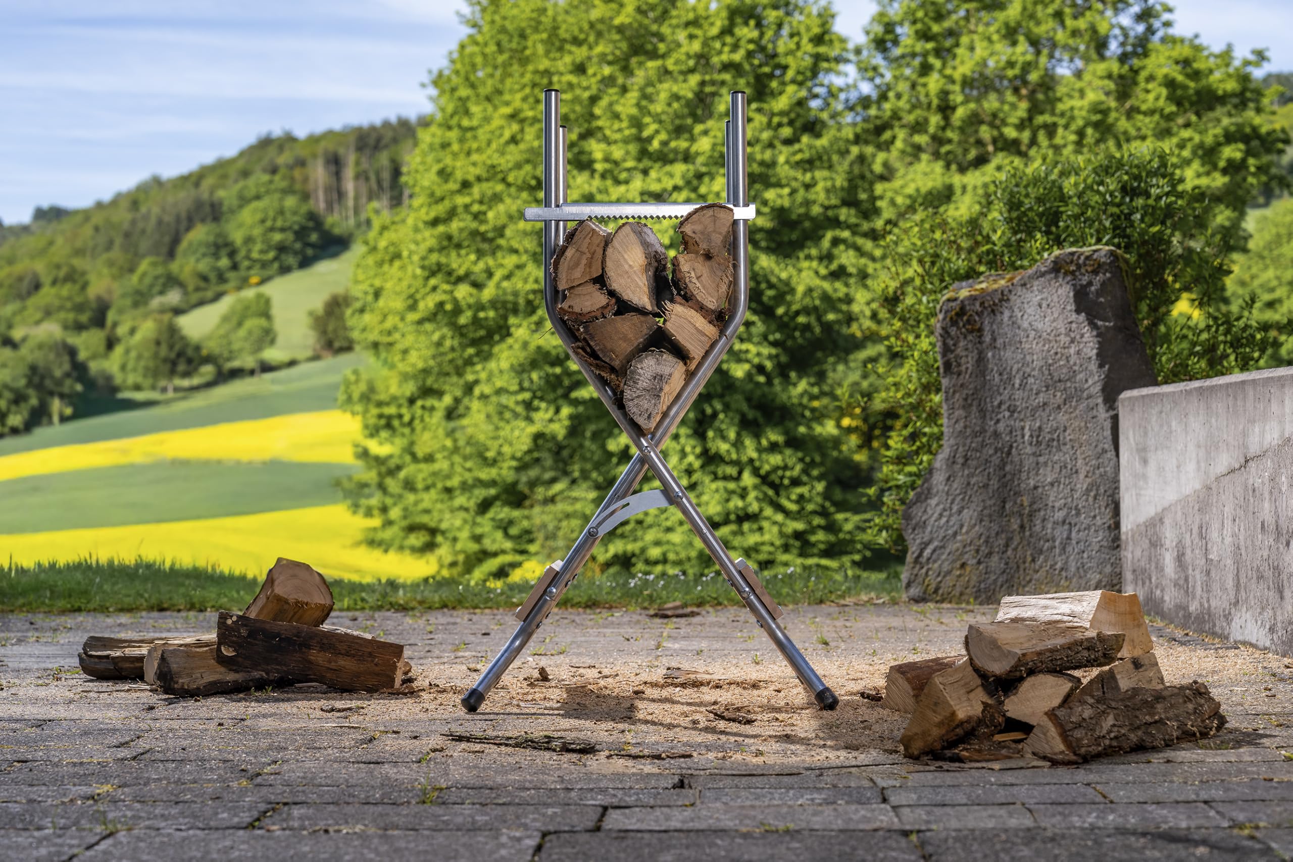 wolfcraft Sägebock Klappbar - Mobile Sägehilfe für Brennholz & Kettensägen