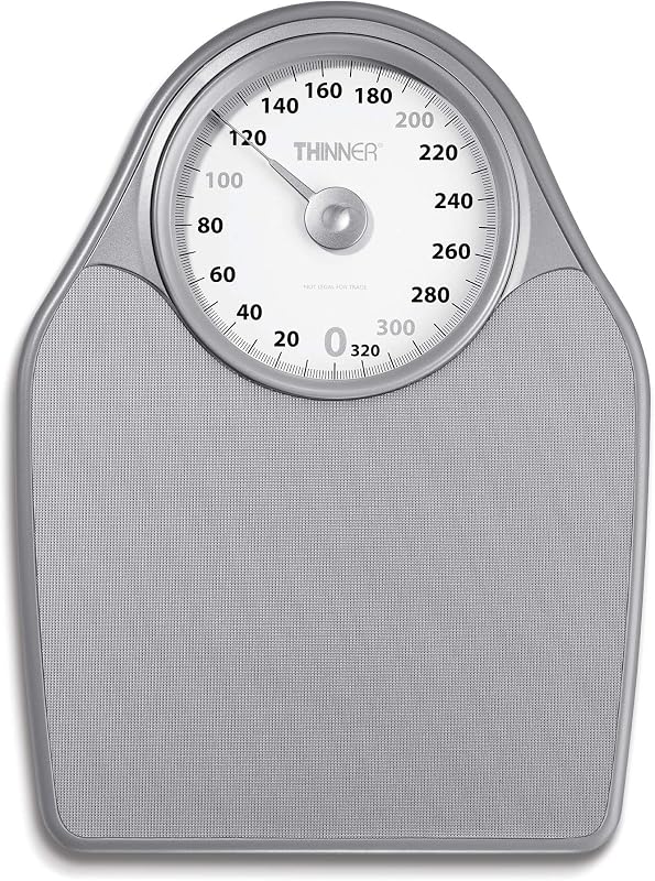 Thinner by Conair Bathroom Scale for Body Weight, Extra-Large Analog Scale Measures Weight Up to 330 Lbs. in Silver