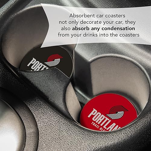 Miniatura 5 de Portland Trailblazers - Juego de 2 posavasos absorbentes para automóvil, diseño de la liga de baloncesto de la NBA
