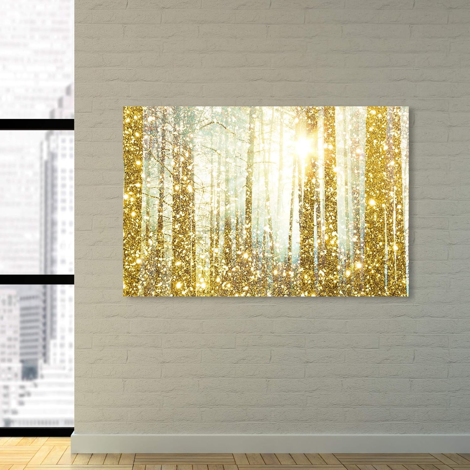 Gold and White Framed Landscape Canvas Print, 24" x 36"