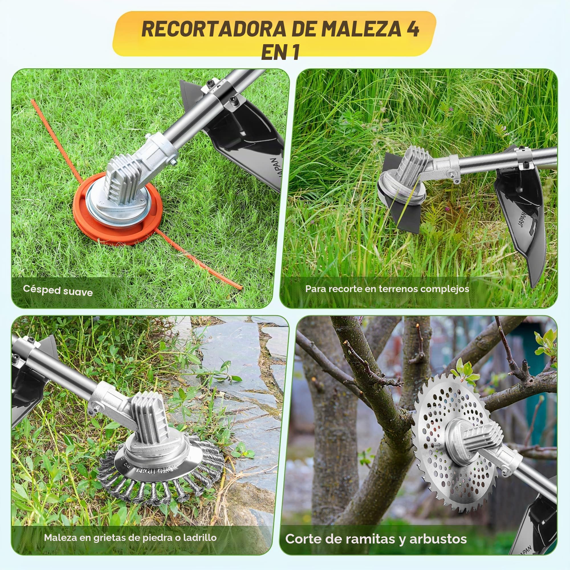 Desbrozadora Bateria Desbrozadora Electrica con 2 Baterías, Cortacesped Electrico Cortabordes Bateria con Cepillo de Malas Hierbas, Motor sin Escobillas