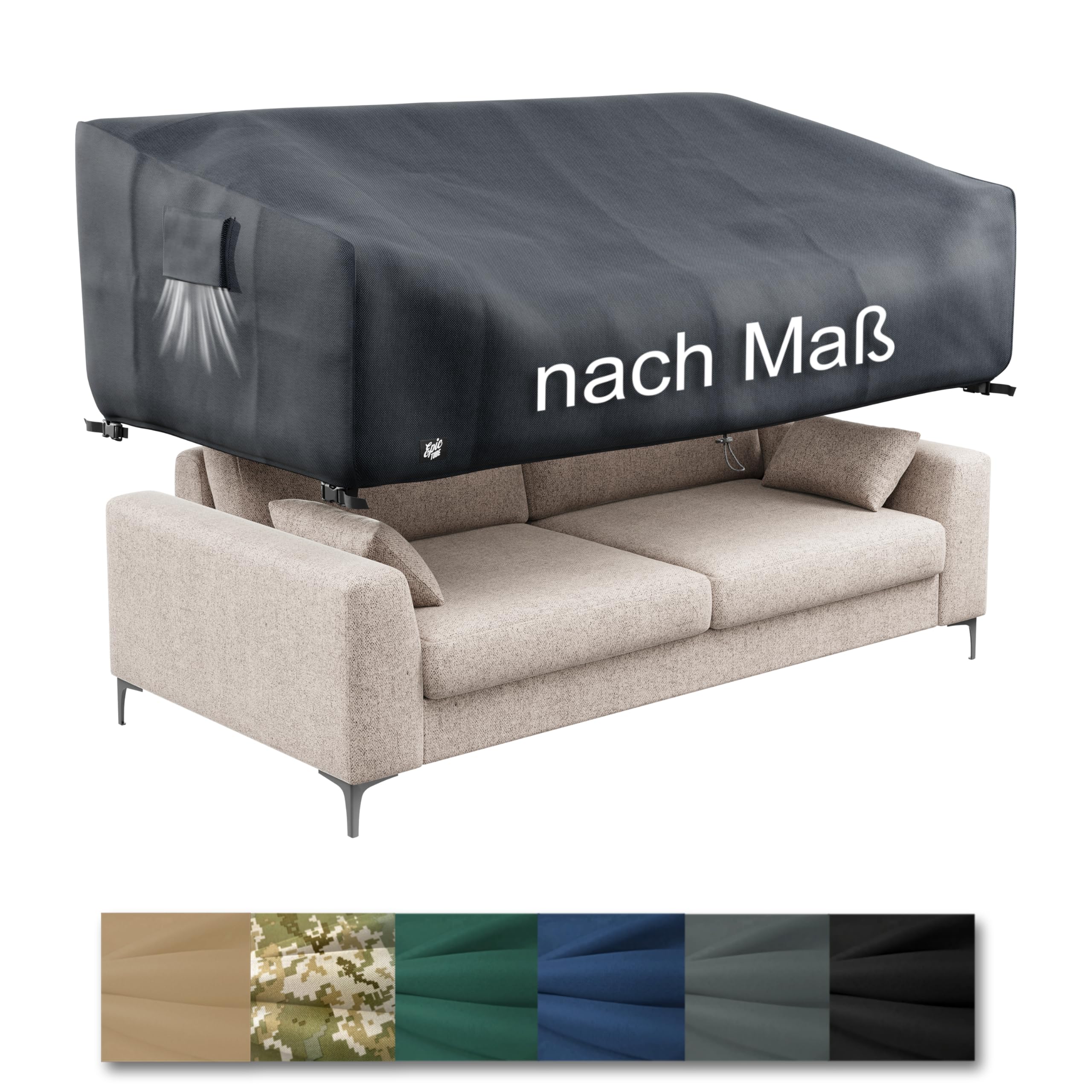 Sofa Abdeckung nach Maß für Sitzbank Bank Stuhl 2-Sitzer 3-Sitzer, Sonnenliege, Liegestuhl, Materialqualität: Oxford 600D, wasserdicht mit versiegelten Nähten, Robustes Zubehör - Made in EU