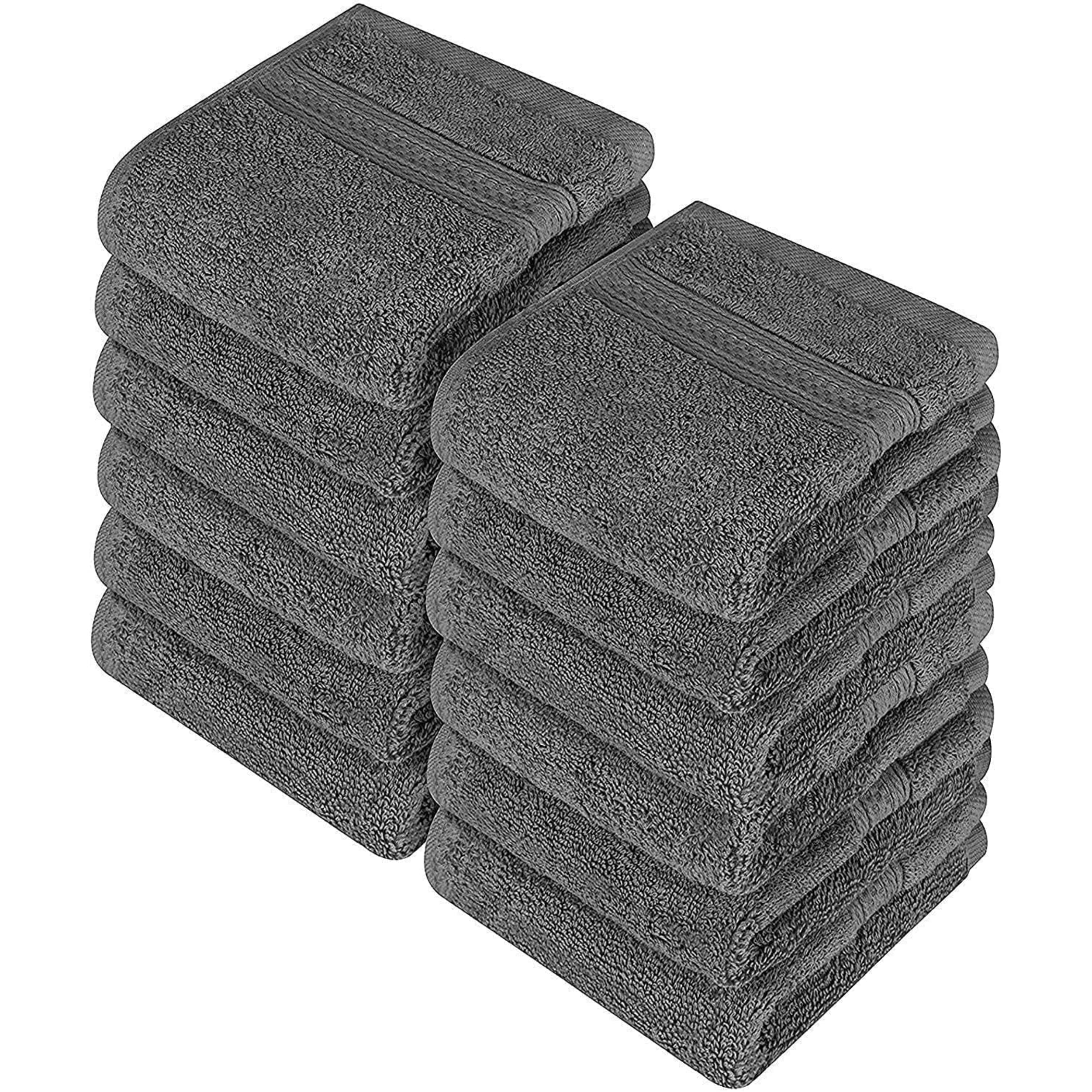 Sleep and Beyond Egyptian Cotton 600 GSM Flannels Face Cloths, Washcloths Set, Face Towels, Fingertip Towels (Grey, 30x30cm, 12 Pack)