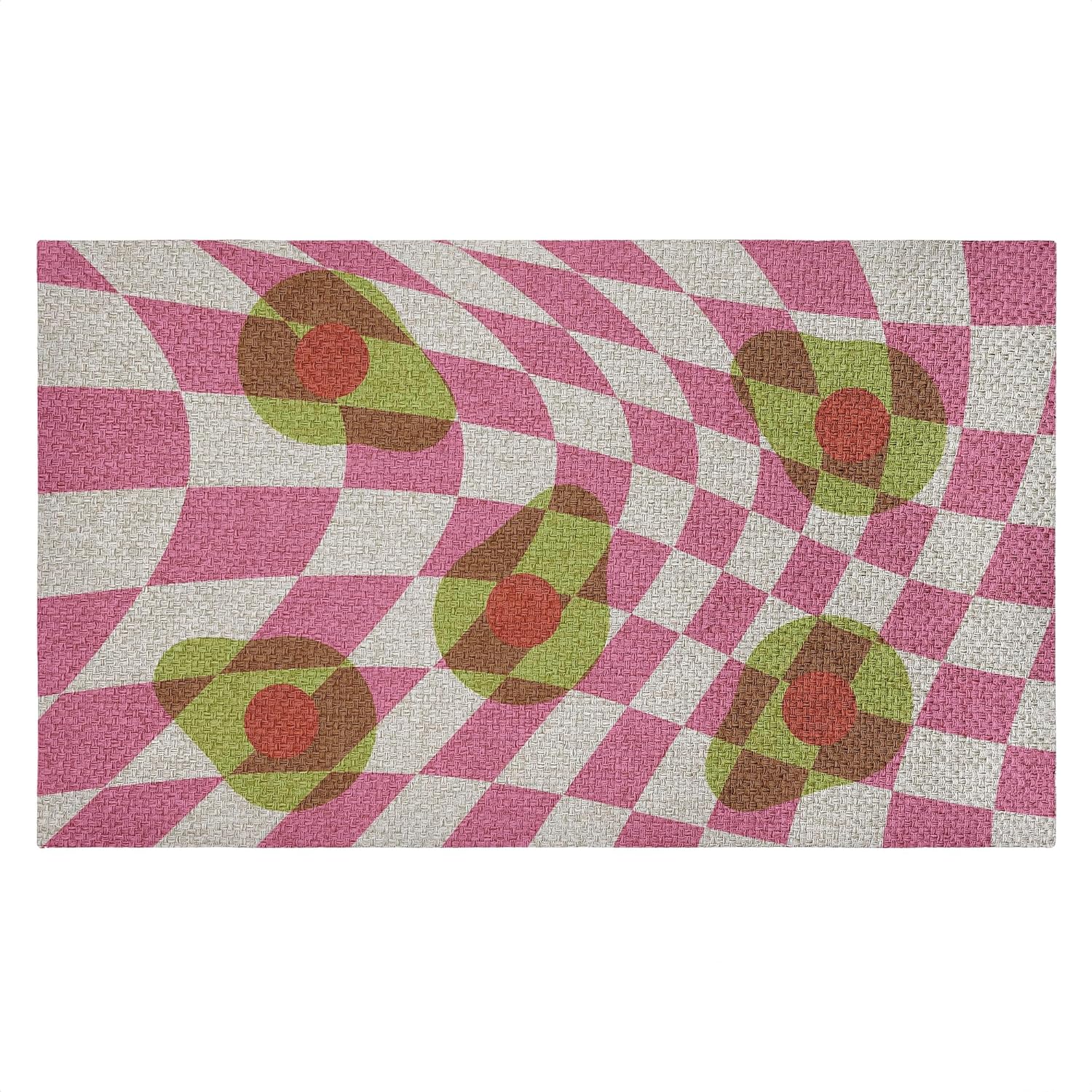 Stupell Industries Optical Illusion Avocados Outdoor Door Mat, Durable Non-Slip Woven Natural Texture Mat with Recycled Rubber Backing, Weather-Resistant Whimsical Kitchen Design by Lil' Rue, 18"x30"